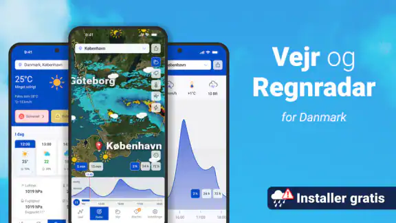 Vejr og regnradar med prognose
