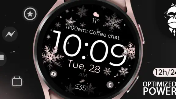 Snowflake rose gold watch face