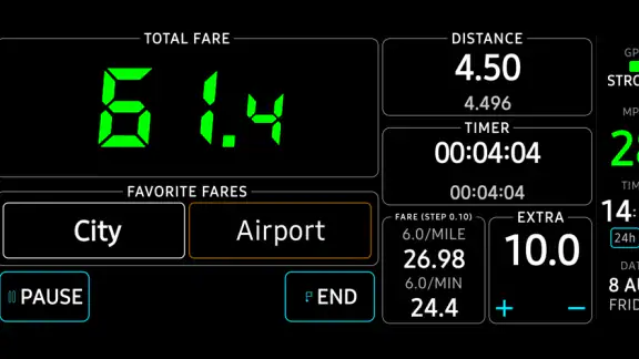 Taximeter. GPS taxi cab meter.