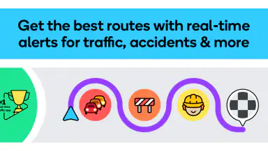 Waze: ניווט ועדכוני תנועה header