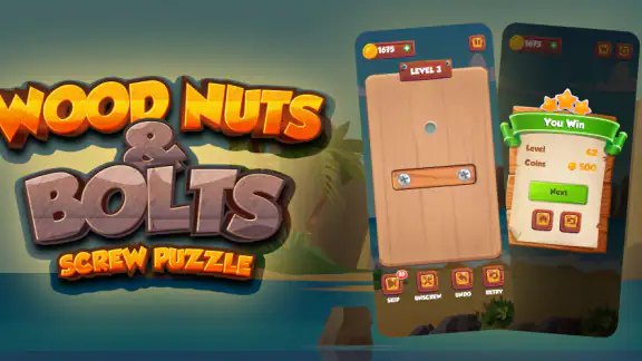Wood Nuts & Bolts Screw Puzzle