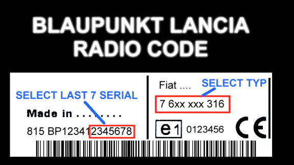 Blaupunkt Lancia Radio Code