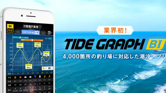 タイドグラフBI / 4,000ヶ所の釣り場に対応した潮見表