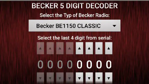Becker 5Digit Radio Code