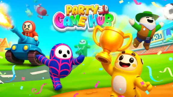 Party Game Hub 3D: 4 jogadores