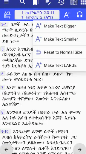 Bible in Amharic and Geez, KJV screenshot