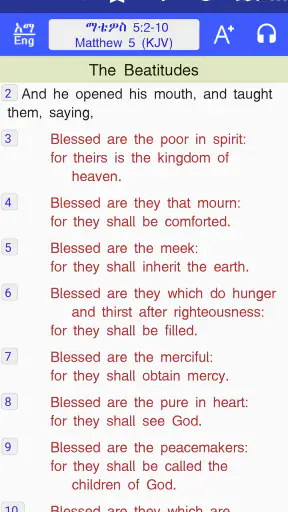 Bible in Amharic and Geez, KJV screenshot
