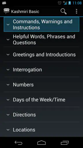 Kashmiri Basic Phrases screenshot