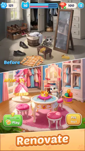 Meowment: Merge & Makeover screenshot