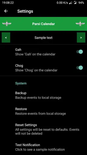 Parsi Calendar screenshot