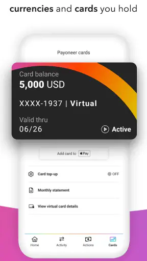 Payoneer screenshot