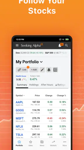 Seeking Alpha أسواق الأسهم screenshot