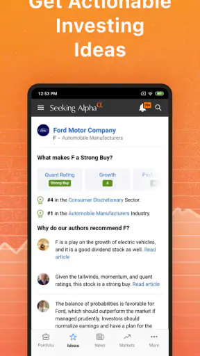 Seeking Alpha أسواق الأسهم screenshot
