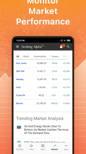 Seeking Alpha أسواق الأسهم screenshot
