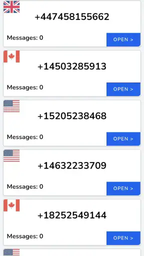 SMS Receive, Temp Phone Number screenshot