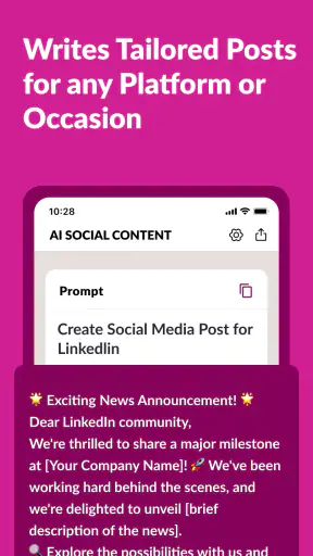 Social Media Content Generator screenshot