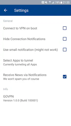 VPN وحماية بروكسي وآمنة GOVPN screenshot