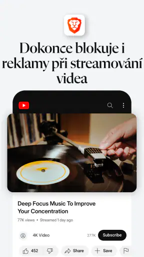 Brave Soukromý prohlížeč screenshot