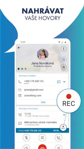 Callapp:ID volajícího a záznam screenshot