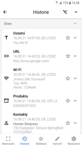 Čtečka QR a čárových kódů screenshot