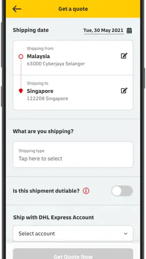 DHL Express Mobile screenshot