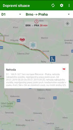 Dopravní situace aktuálně screenshot