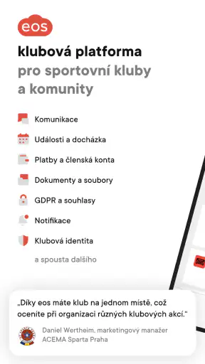 EOS pro kluby a komunity screenshot