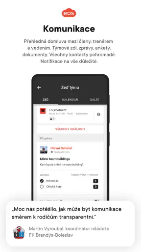 EOS pro kluby a komunity screenshot