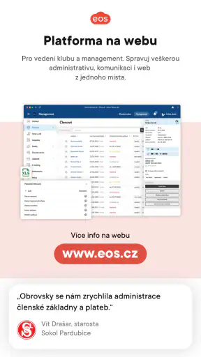 EOS pro kluby a komunity screenshot