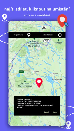 GPS navigace, mapy a trasa screenshot