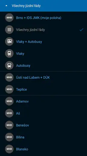 Jízdní řády IDOS screenshot