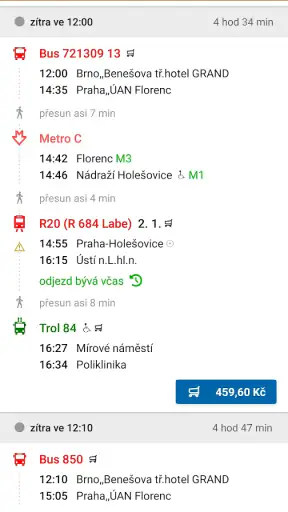 Jízdní řády IDOS screenshot