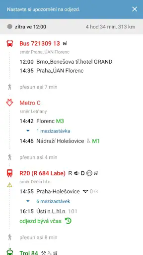 Jízdní řády IDOS screenshot