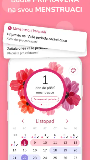 Menstruační kalendář screenshot