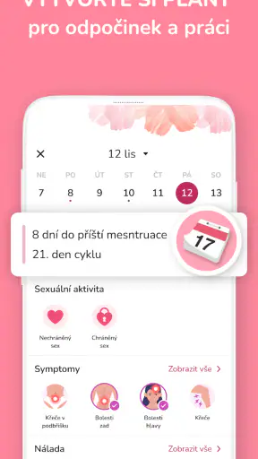 Menstruační kalendář screenshot
