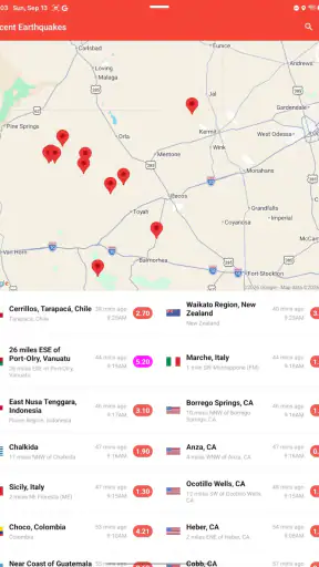 My Earthquake Alerts - Map screenshot