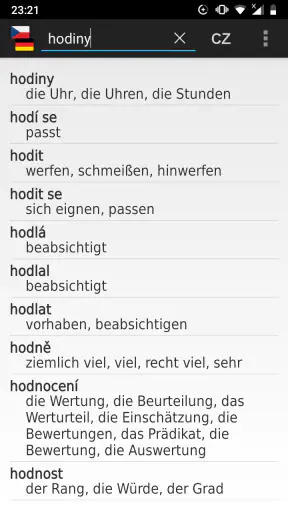 Německo-český offline slovník screenshot