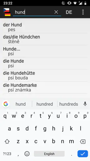 Německo-český offline slovník screenshot