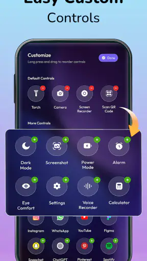 Ovládací centrum iOS – Panel screenshot