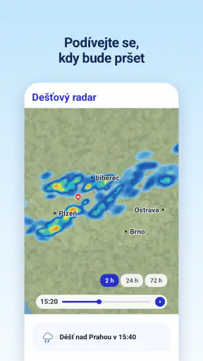 Počasí a radar - dešťový radar screenshot