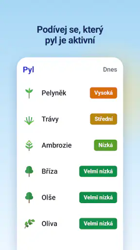 Počasí a radar - dešťový radar screenshot