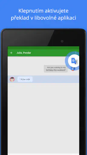 Překladač Google screenshot