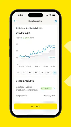 Raiffeisen mobilní investice screenshot