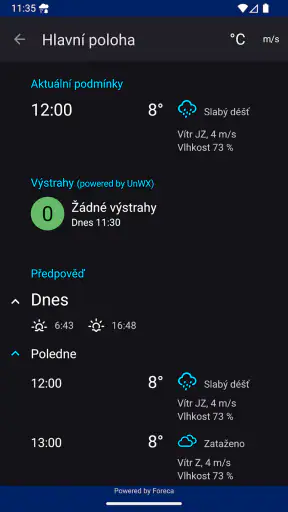 Rain Alarm (Dešťový alarm) screenshot