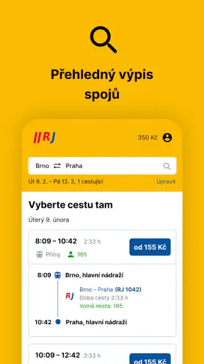RegioJet screenshot