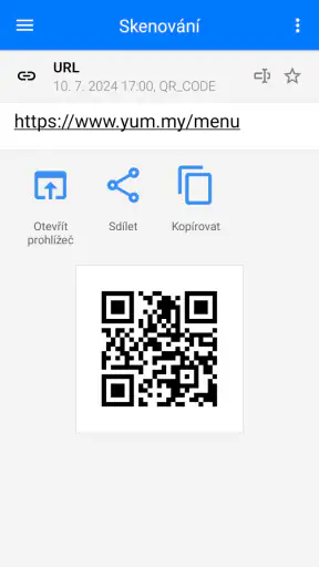 Skener QR a čárových kódů screenshot