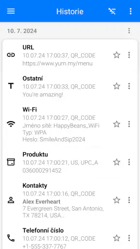 Skener QR a čárových kódů screenshot