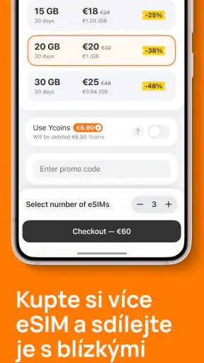 Yesim: eSIM Mobilní data screenshot