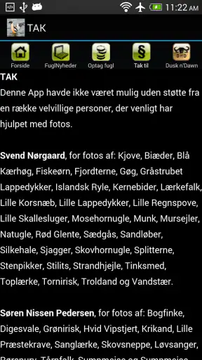 FugleApp screenshot