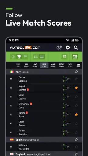 Futbol24 soccer livescore app screenshot